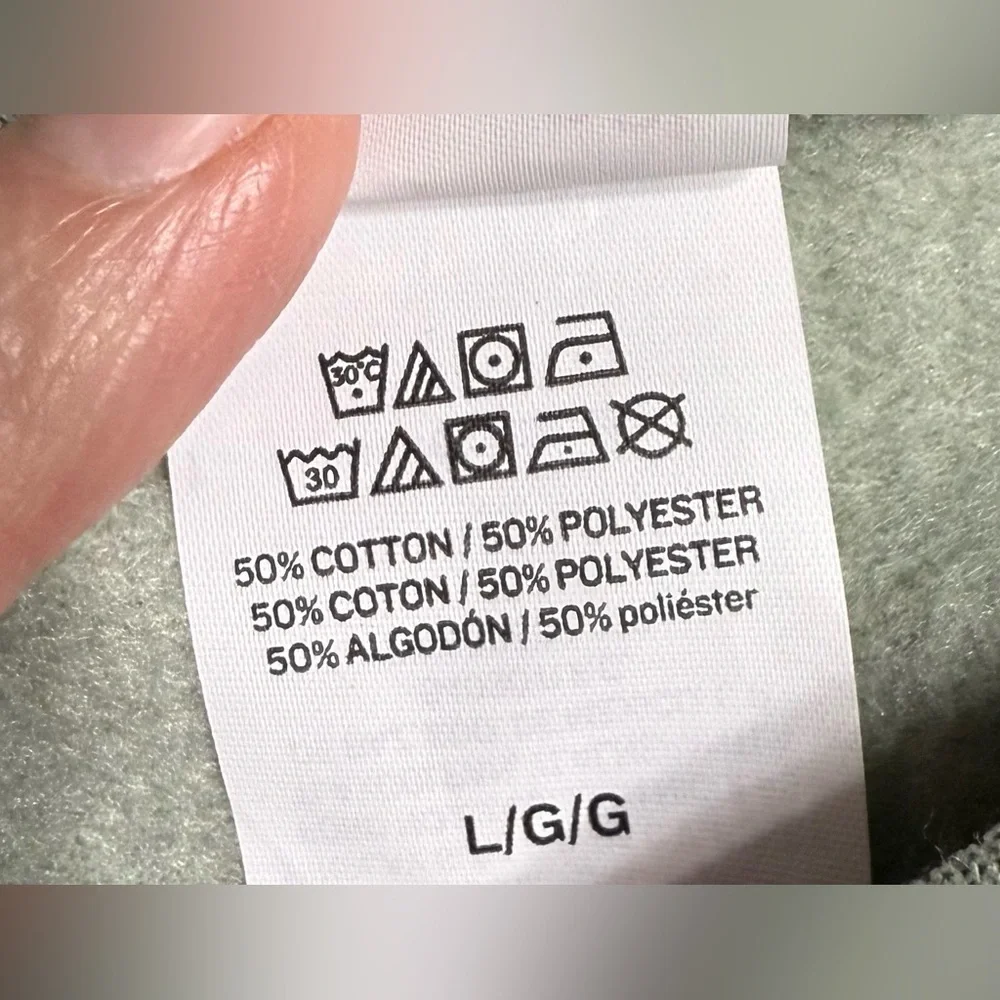 Hanes sage Green Sweatshirt with Pink design Smiley - Picture 5 of 7